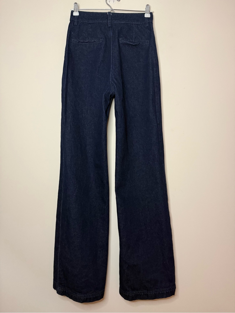 SEZANE Eric Trouser Retro 70s Parisian 100% Cotton Rigid Denim Jeans in Indigo - Picture 8 of 10